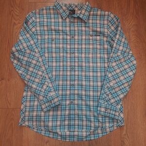 Y2K OAKLEY Blue and White Plaid Button-Up Shirt Vintage XL